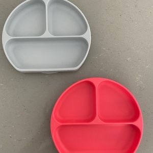 SET OF 2 BUMKINS DIVIDED BABY TODDLER KID DISH SUCTION